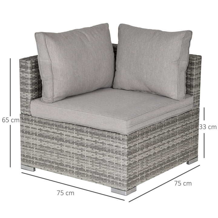 PE Rattan Wicker Corner Sofa Garden Furniture Single Sofa Chair w/ Cushions, Grey