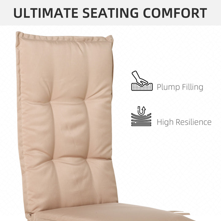Garden Chair Cushion Polyester High Back Outdoor Chair Replacement Cushion Beige