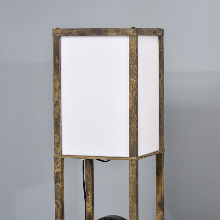 4-Tier Floor Lamp, Floor Light with Storage Shelf, Reading Standing Lamp for Living Room, Bedroom, Kitchen, Dining Room, Office, Rustic Brown
