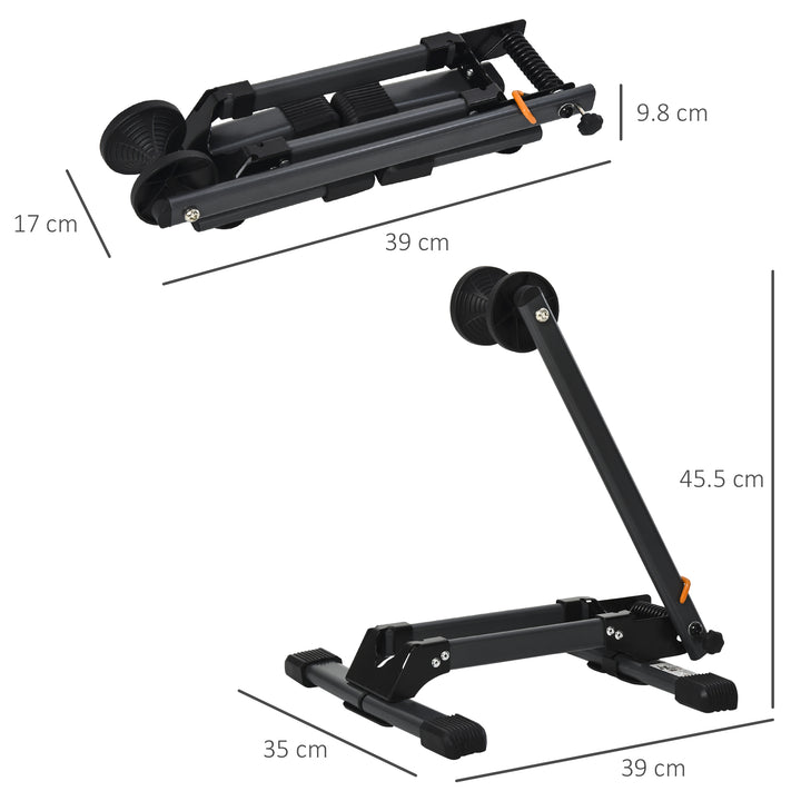 Foldable Bike Storage Stand Parking Rack Fit Max. 5.5cm Wide Wheel Metal Nylon Black