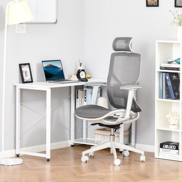 Vinsetto Ergonomic Office Chair with 360° , Wheel, Mesh Back, Adjustable Height &amp; 3D Armrest for Home Office, Grey