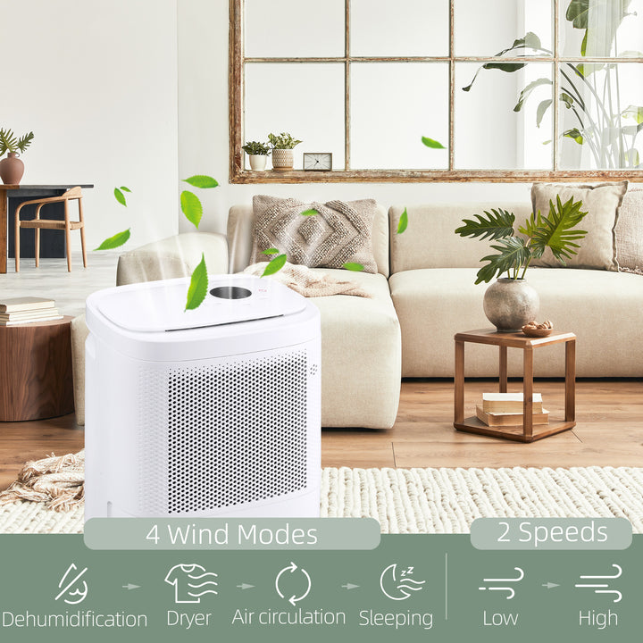 Portable Electric Quiet Dehumidifier with Wi-Fi Smart App Control-White, Black