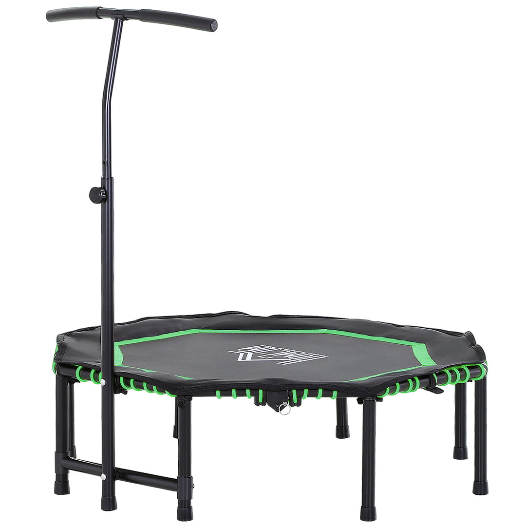 48” Octagonal Mini Fitness Trampoline Rebounder Indoor Outdoor Foldable Mini Jumper with Adjustable Handle - Green