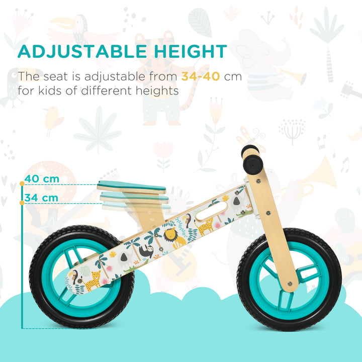 Kids Balance Bike 12 Inch Wooden for 3-6 Years Boys Girls, White