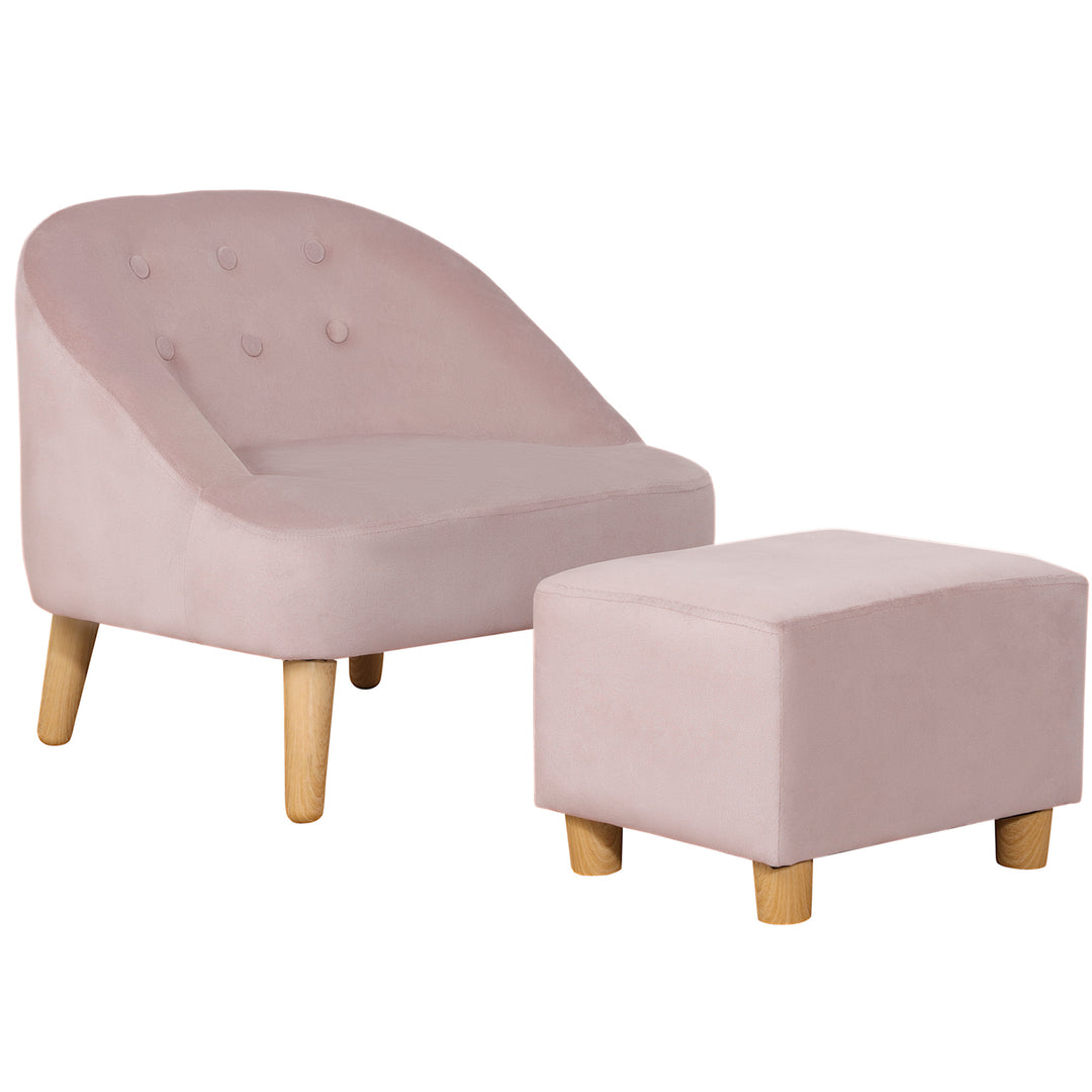 Toddler Chair, 2pcs Kids Sofa Set, Sofa &amp; Ottoman for Bedroom, Playroom, Boys and Girls, 3-5 years old, Pink