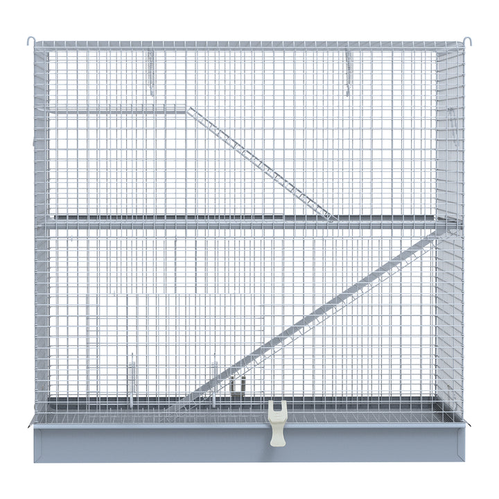 3-Level Metal Hamster Cage Small Animal Rat Rodent Pet Hutch Ferret Chinchilla Platform Feeding Habitat Easy Clip Base Ladder Grey