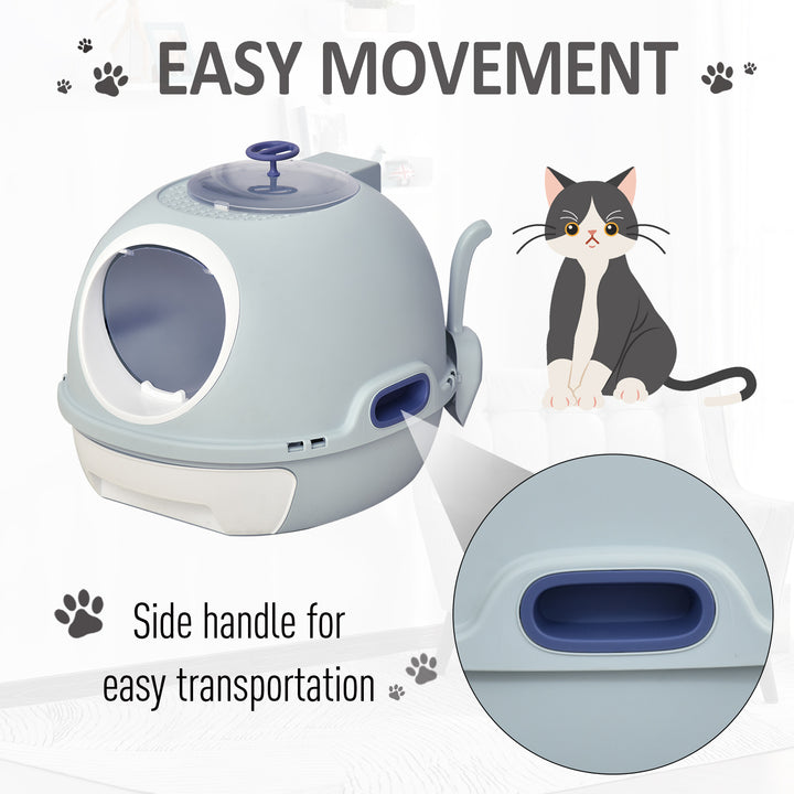 PawHut Cat Litter Box With Litter Scoop, Drawer-Type Easy To Clean, Skylight, Light And Easy To Move