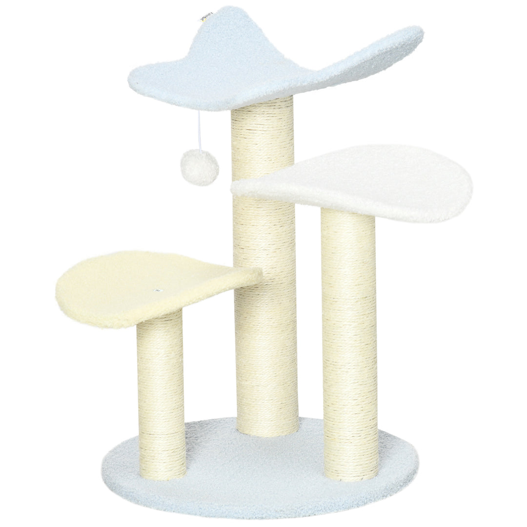 54cm Cat Towers for Indoor Cats, Cat Tree Top Butterfly Shape Design Kitten Play Tower w/ Sisal Scratching Post, Toy Ball, 40 x 40 x 54cm, Blue