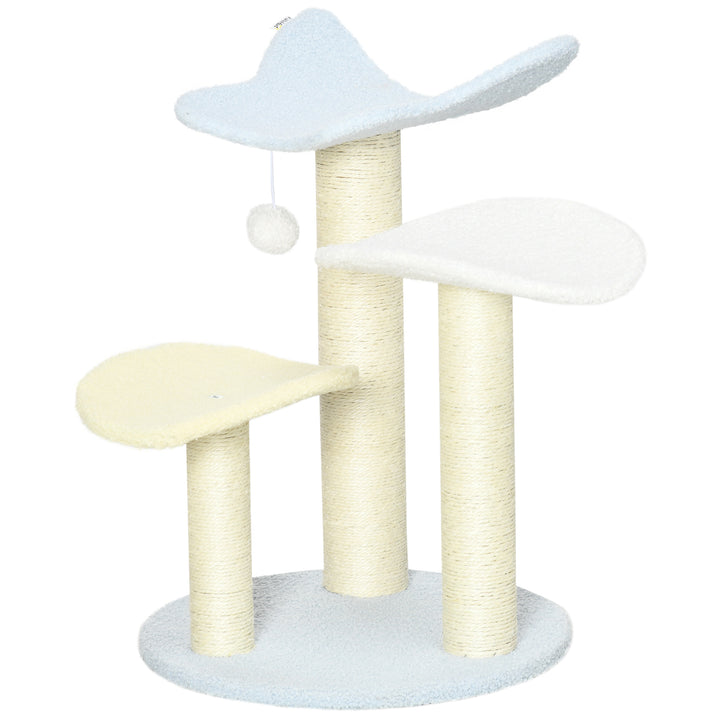 54cm Cat Towers for Indoor Cats, Cat Tree Top Butterfly Shape Design Kitten Play Tower w/ Sisal Scratching Post, Toy Ball, 40 x 40 x 54cm, Blue