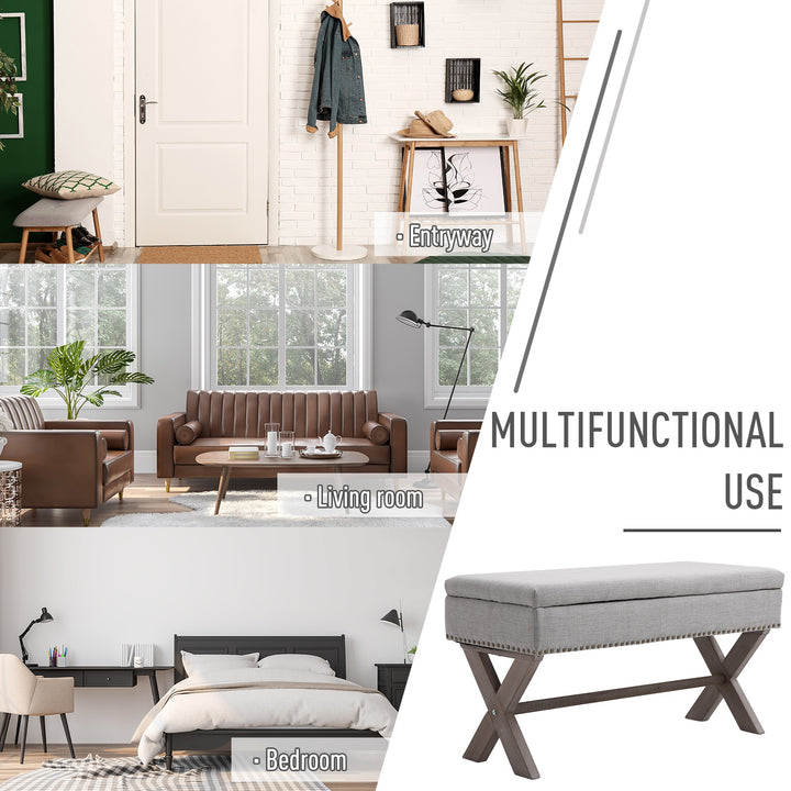 Elegant Storage Stool Ottoman Bentwood Frame, Grey