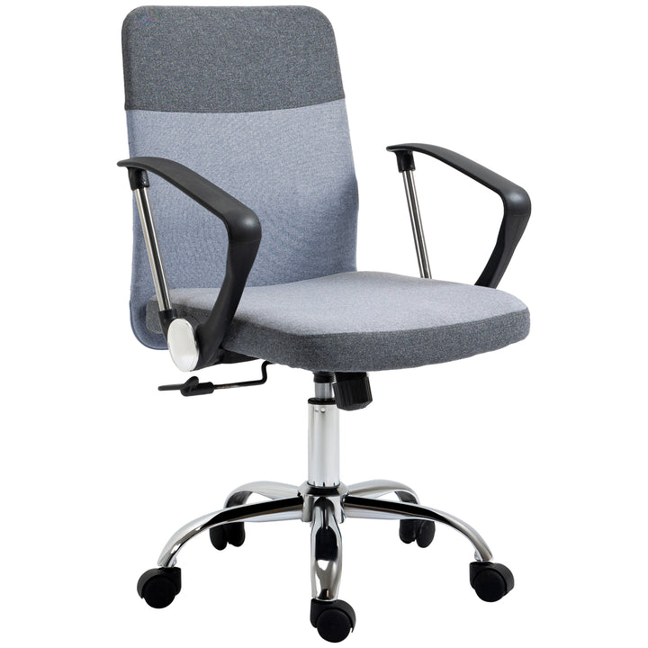 Vinsetto Ergonomic Office Chair Linen Fabric Swivel Computer Desk Chair Home Study Adjustable Chair with Wheels, Grey