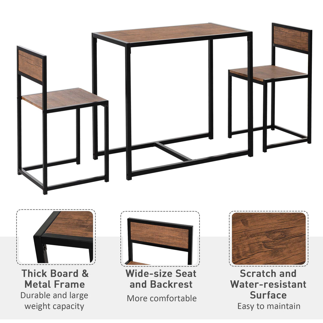 3 Pcs Table Stool Set Industrial Design w/ Steel Frame MDF Panels Living Room Bar Modern Furniture