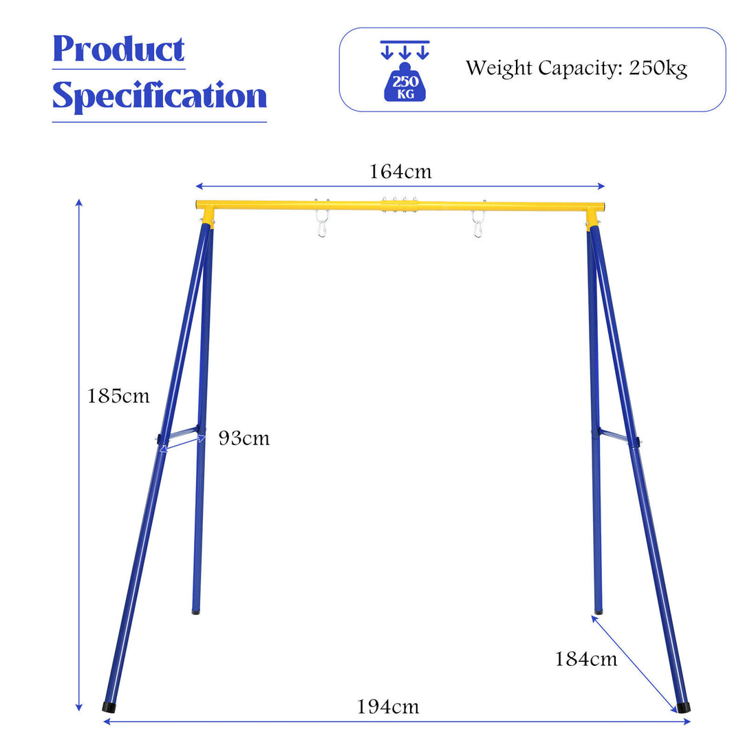 Saucer Swing Set with Metal Frame and Ground Nails -Blue & Yellow