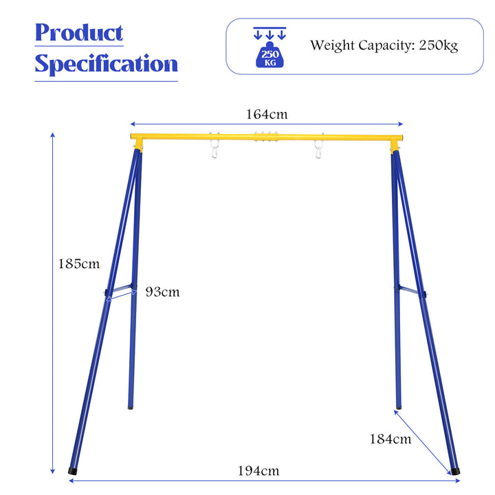 Saucer Swing Set with Metal Frame and Ground Nails -Blue & Yellow