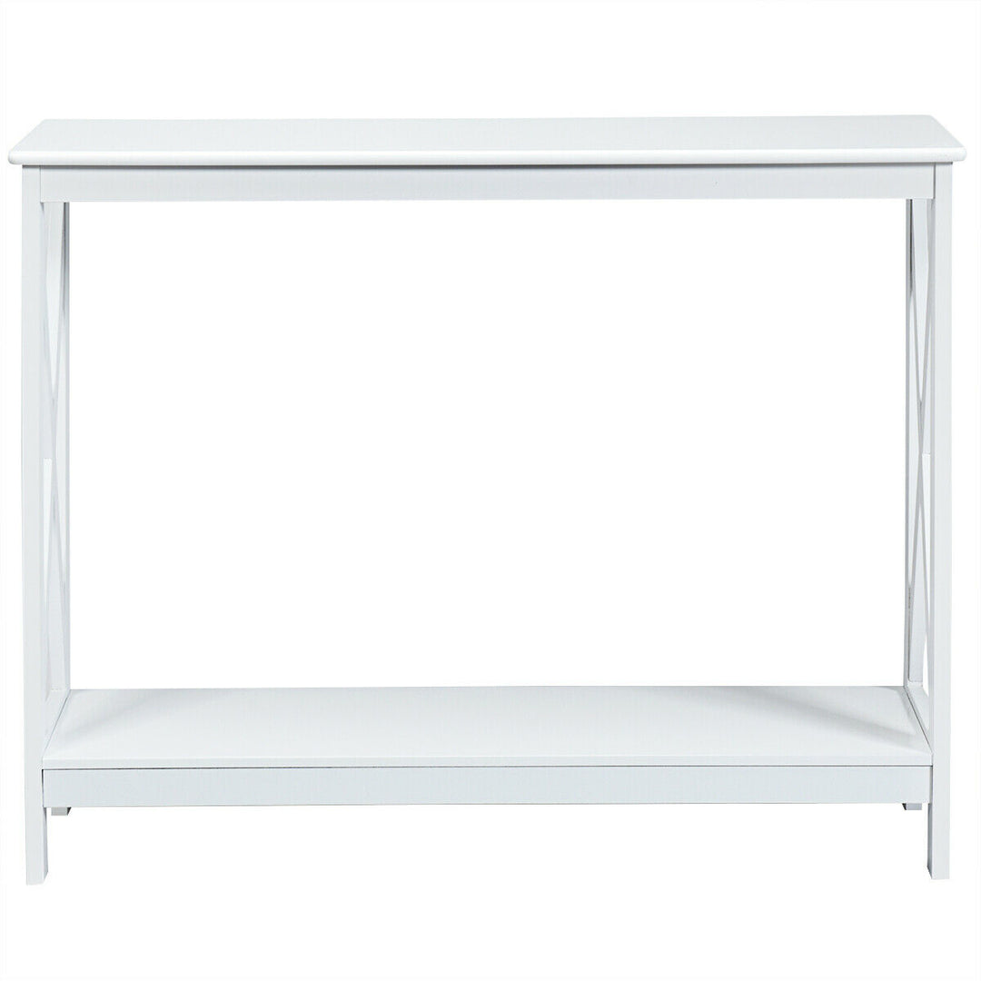 2 Tier Wooden Console Table-White