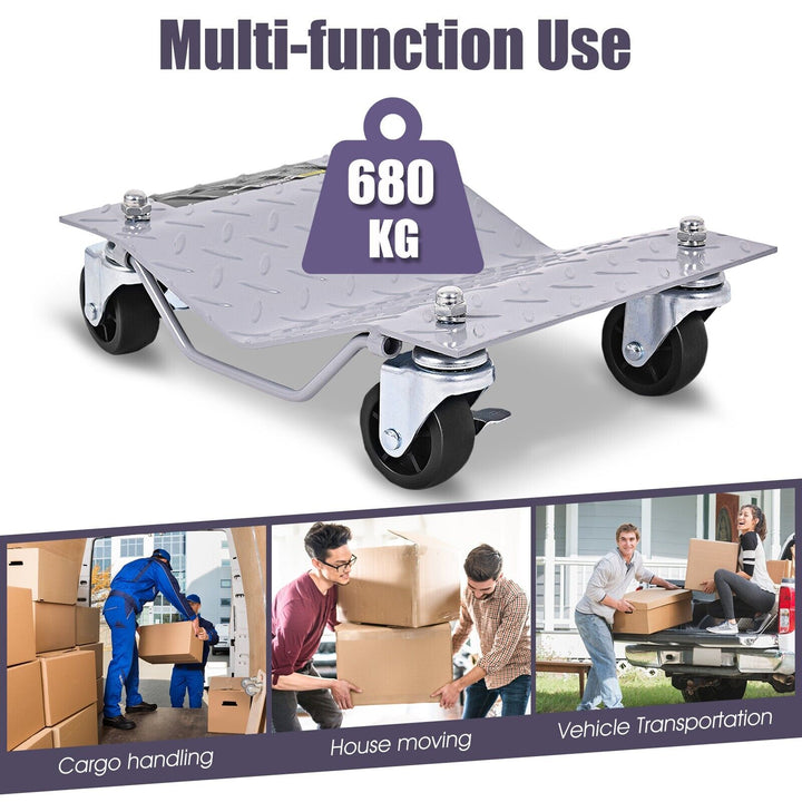 4-Piece Wheel Dollies with Lockable Casters and Handle