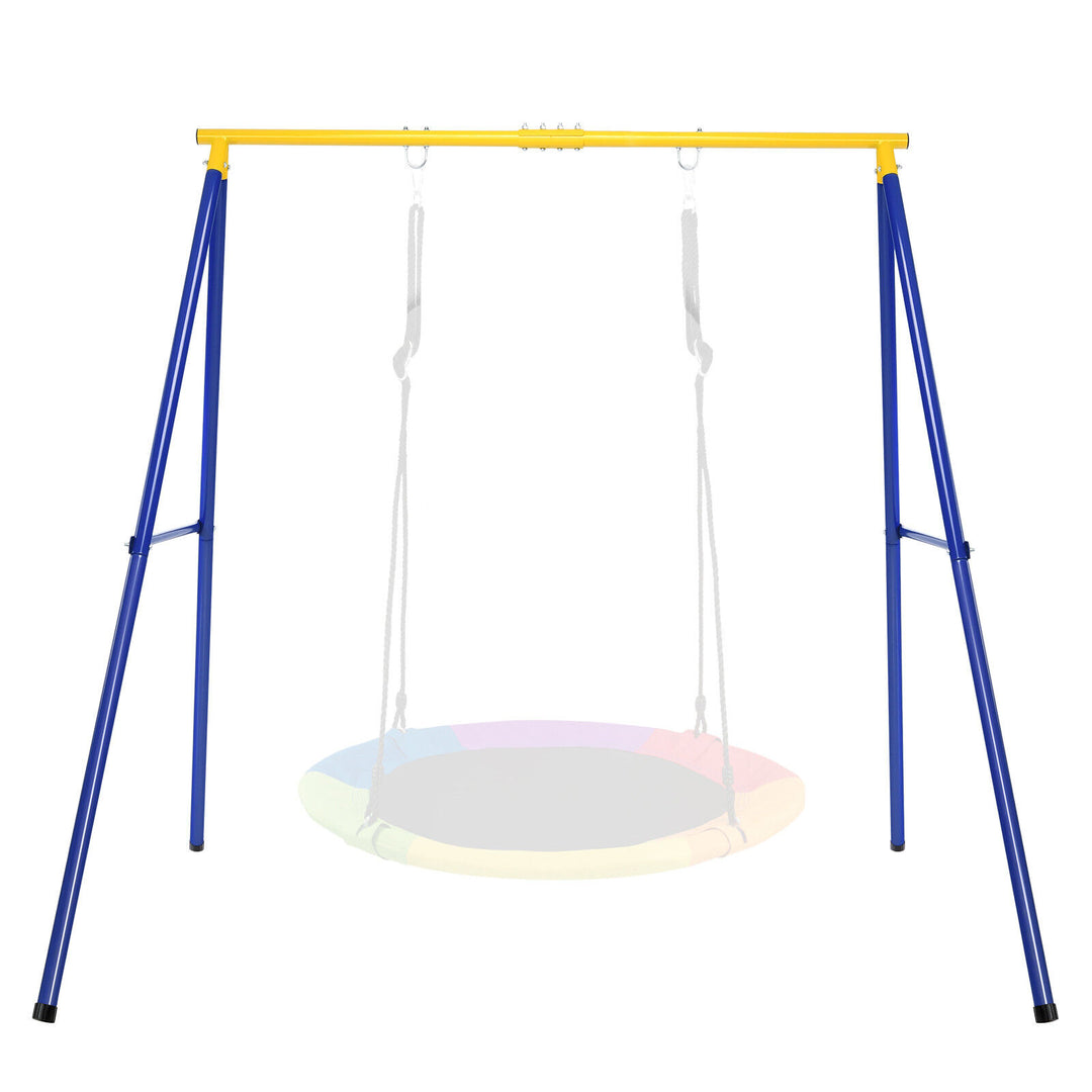 Saucer Swing Set with Metal Frame and Ground Nails -Blue & Yellow