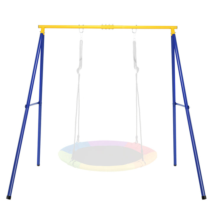 Saucer Swing Set with Metal Frame and Ground Nails -Blue & Yellow