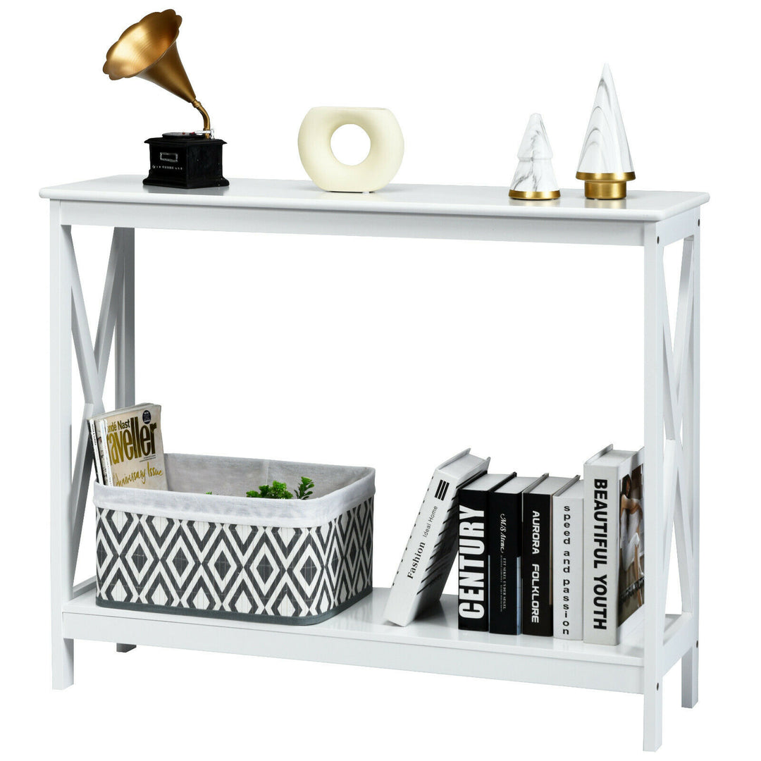 2 Tier Wooden Console Table-White