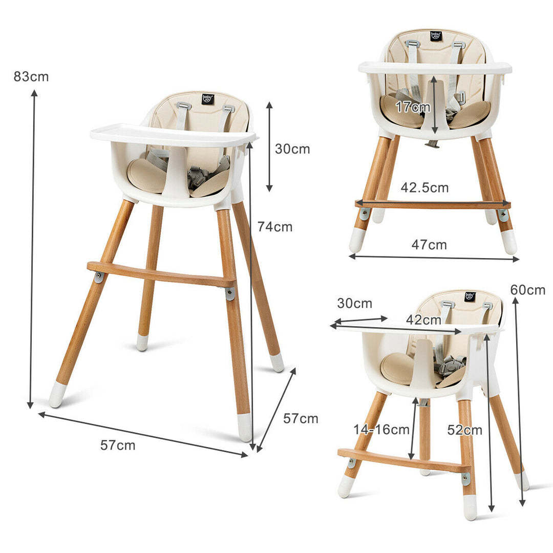 Dual Wooden Combination Modern Padded Highchair