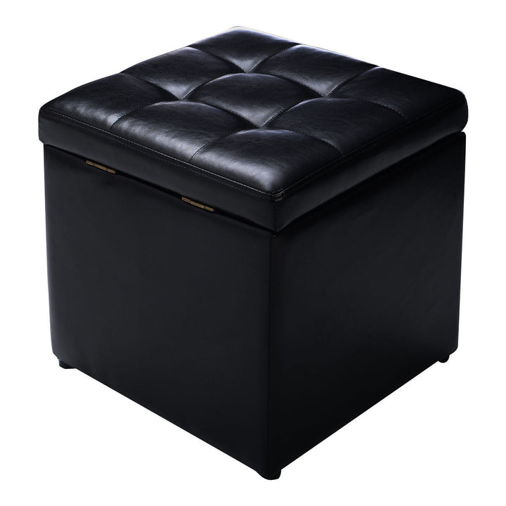 Foldable Cube Ottoman Pouffe Storage Seat-Black