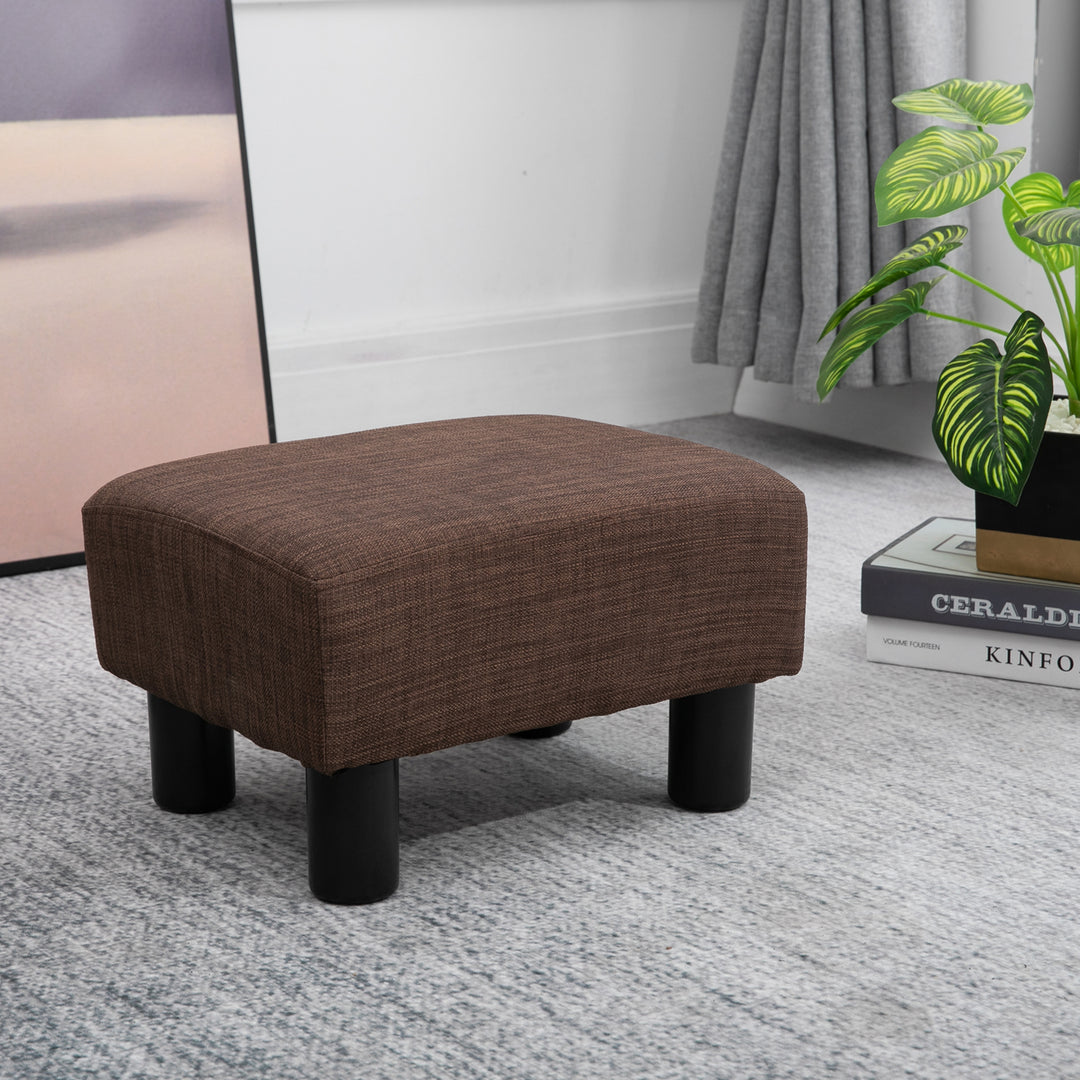 Linen Fabric Footstool Footrest Small Seat Foot Rest Chair Ottoman Light Home Office with Legs 40 x 30 x 24cm Brown