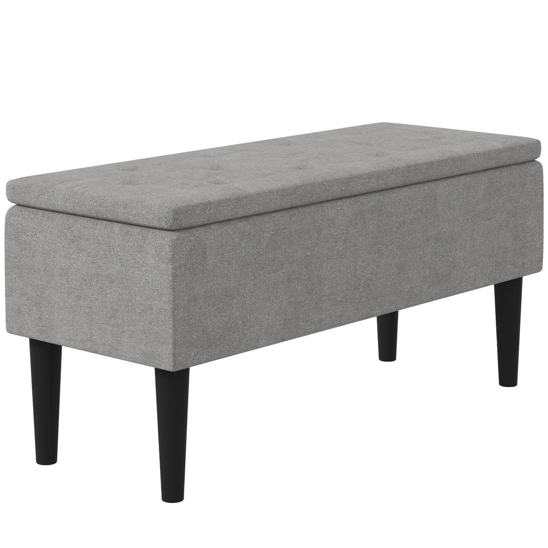 Modern Storage Ottoman Box with Wooden Legs, Grey