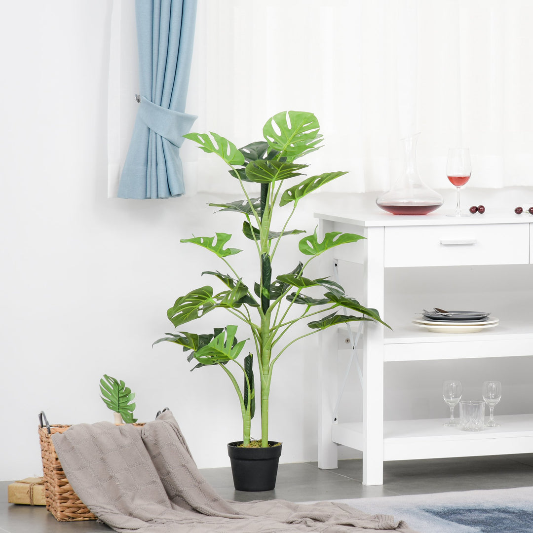 Artificial Monstera Tree with Nursery Pot, Fake Tropical Palm Tree