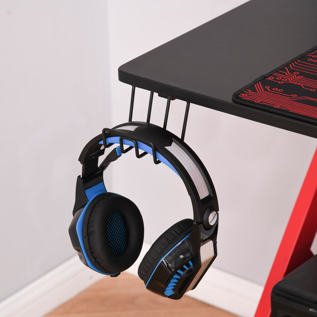 Gaming Desk Computer Table Ergonomics Workstation for Home Office with Cup &amp; Speaker 120cm x 60cm x 96.5cm Black and Red