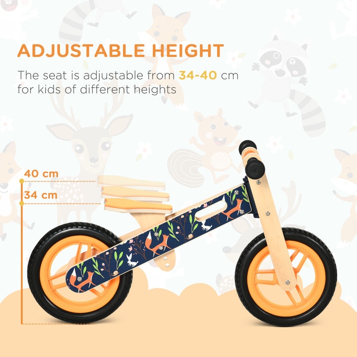 Kids Balance Bike 12 Inch Wooden for 3-6 Years Boys Girls, Black