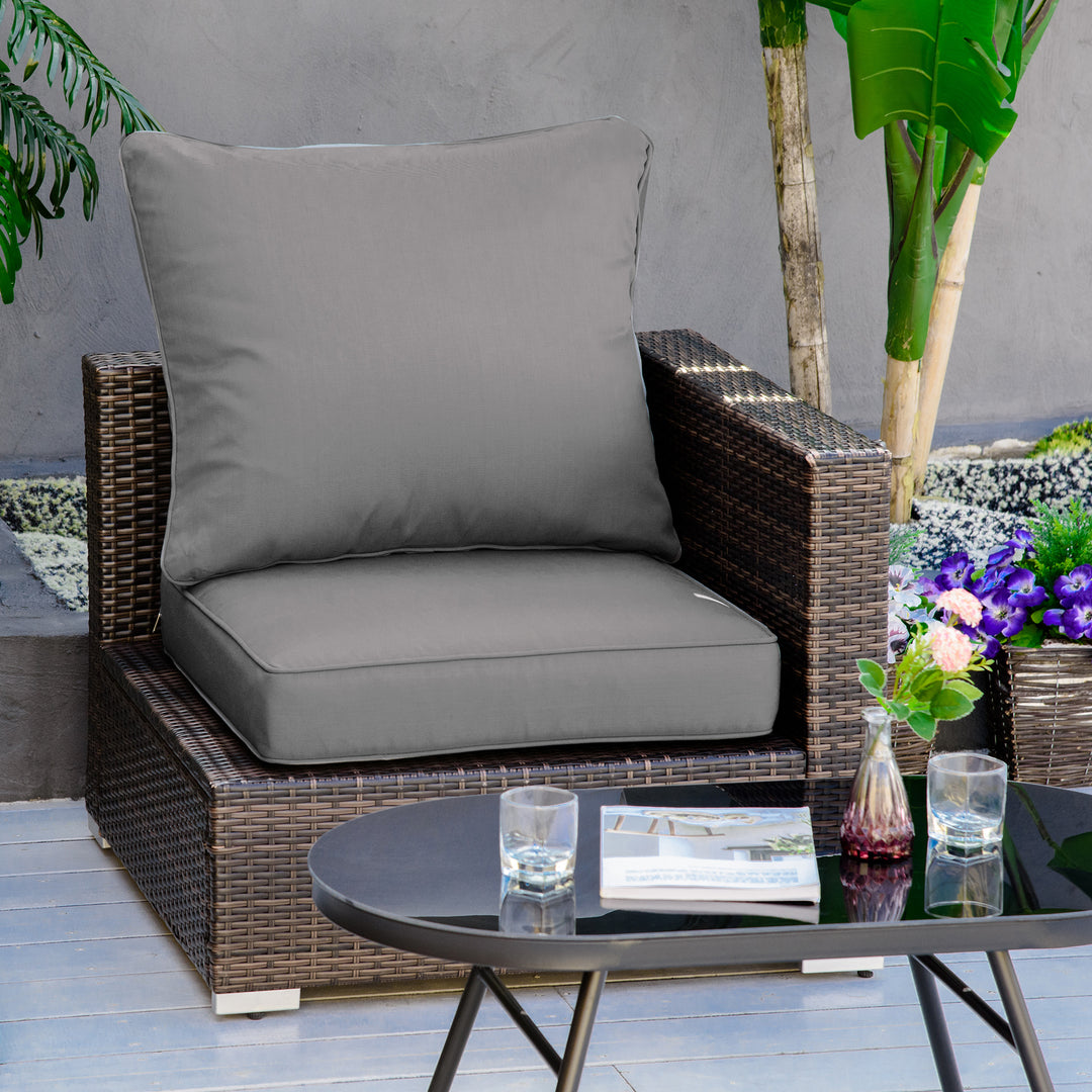 Outdoor Seat and Back Cushion Set Olefin Patio Deep Seating Chair Fade Resistant Replacement Cushion for Rattan Sofa 63L x 55W x 15Dcm