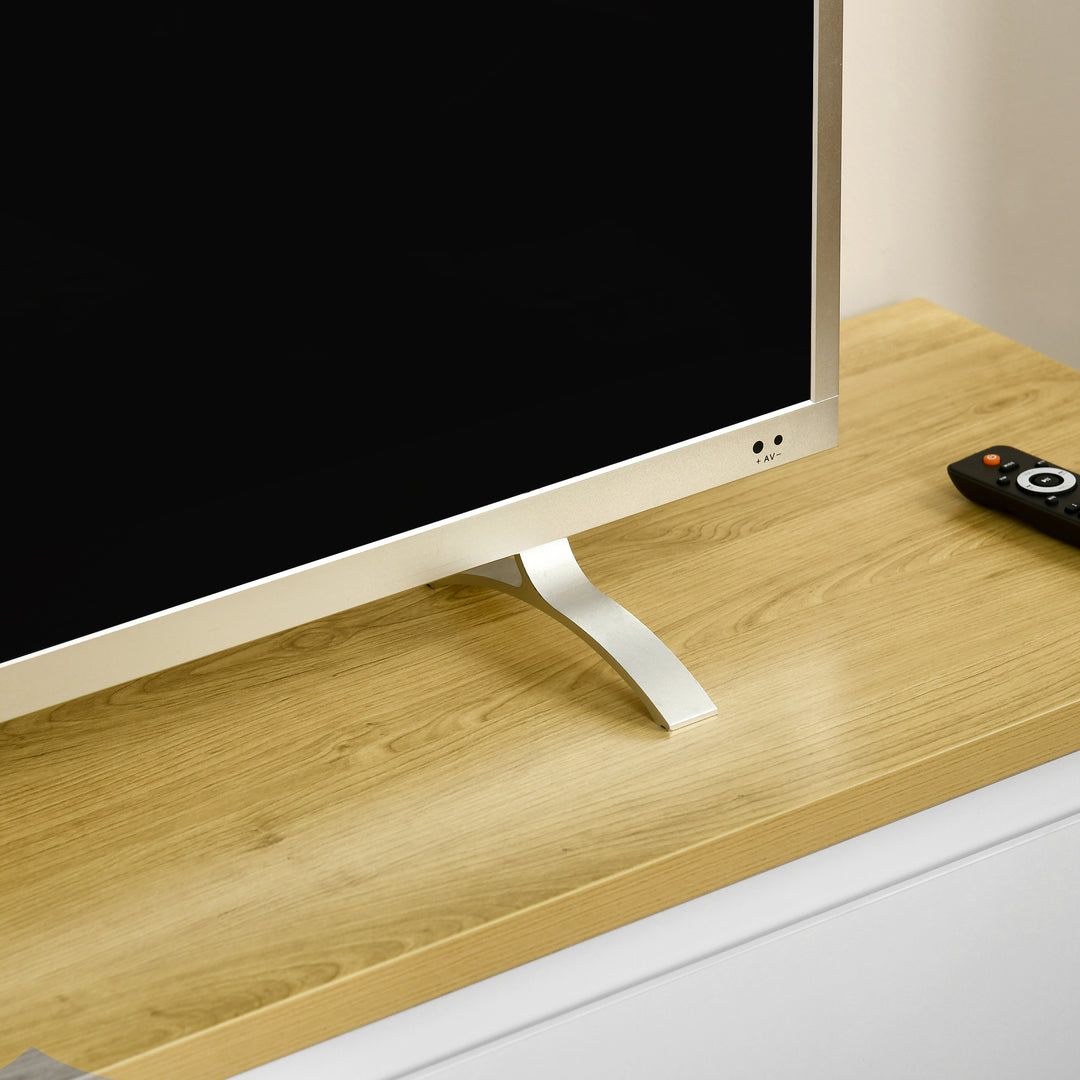 HOMCOM Modern TV Stand, 140cm Modern TV Unit with 2 Cupboards for TVs up to 65 Inches, Wood Entertainment Unit for Living Room, White