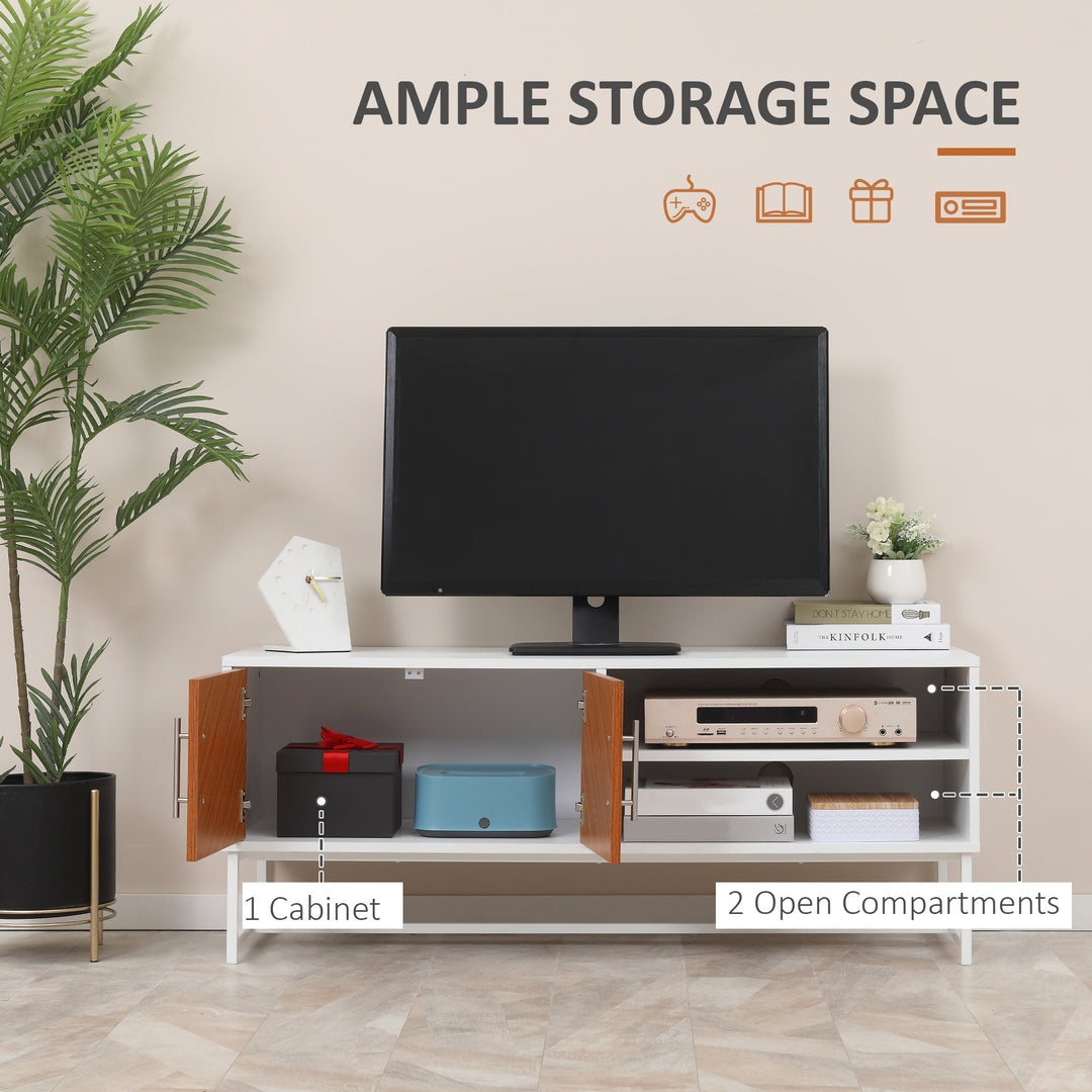 HOMCOM TV Stand with Open Shelves and  Storage Cupboard with Door, Entertainment Center with Cable Holes for TVs up to 50 inches