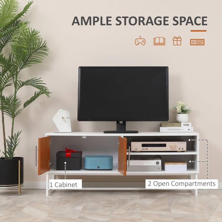 HOMCOM TV Stand with Open Shelves and  Storage Cupboard with Door, Entertainment Center with Cable Holes for TVs up to 50 inches