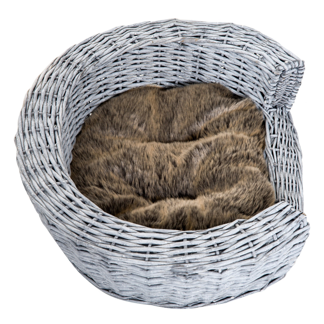 Pet Basket Sofa Bed, 57Lx46Wx17.5H cm, Willow Rattan-Grey