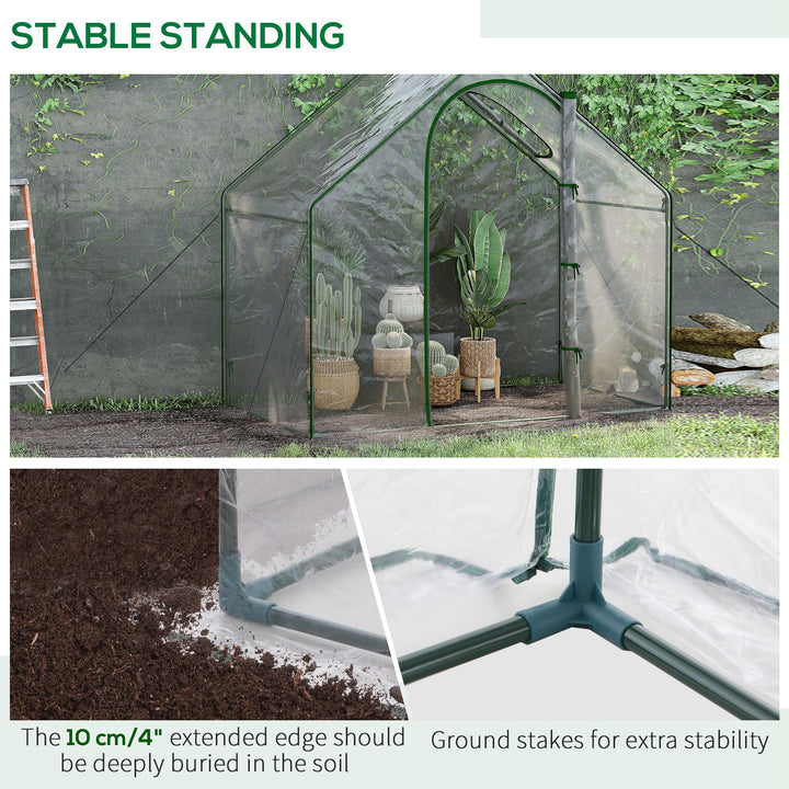 Walk In PVC Greenhouse Garden Outdoor Flower Planter Steel Frame w/Zipped Door 180 x 100 x 168CM