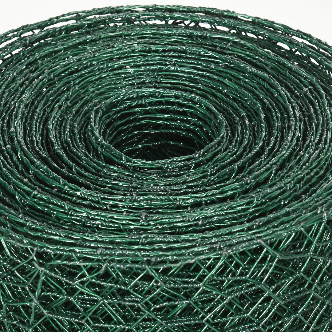 1m x 25m Chicken Wire Mesh, Foldable PVC Coated Welded Garden Fence, Roll Poultry Netting, for Rabbits, Ducks, Gooses, Dark Green