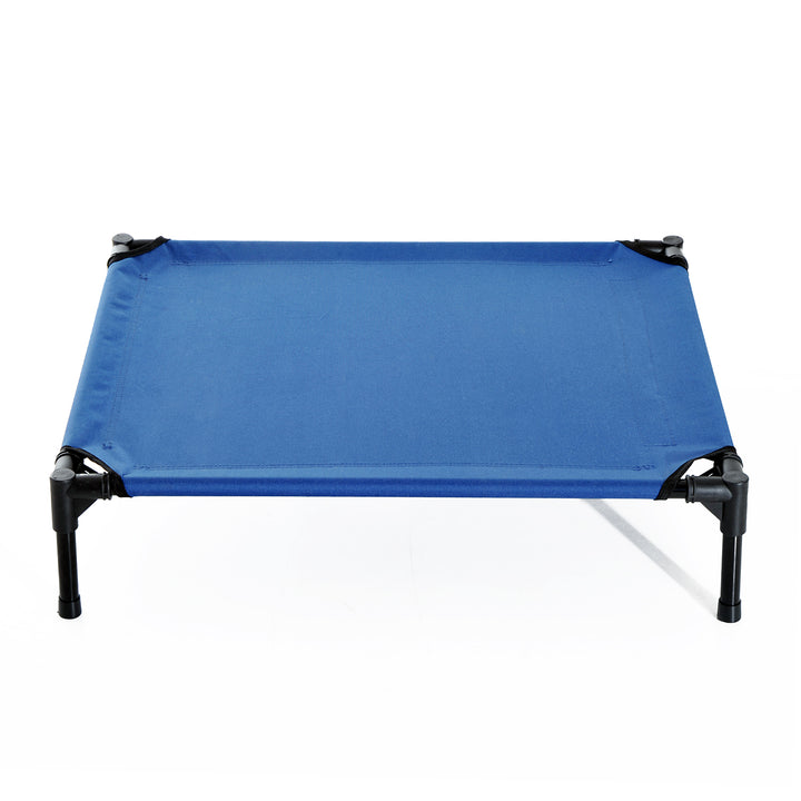 PawHut Elevated Pet Bed Portable Camping Raised Dog Bed w/ Metal Frame Blue (Medium)