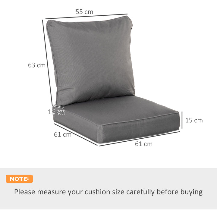 Outdoor Seat and Back Cushion Set Olefin Patio Deep Seating Chair Fade Resistant Replacement Cushion for Rattan Sofa 63L x 55W x 15Dcm