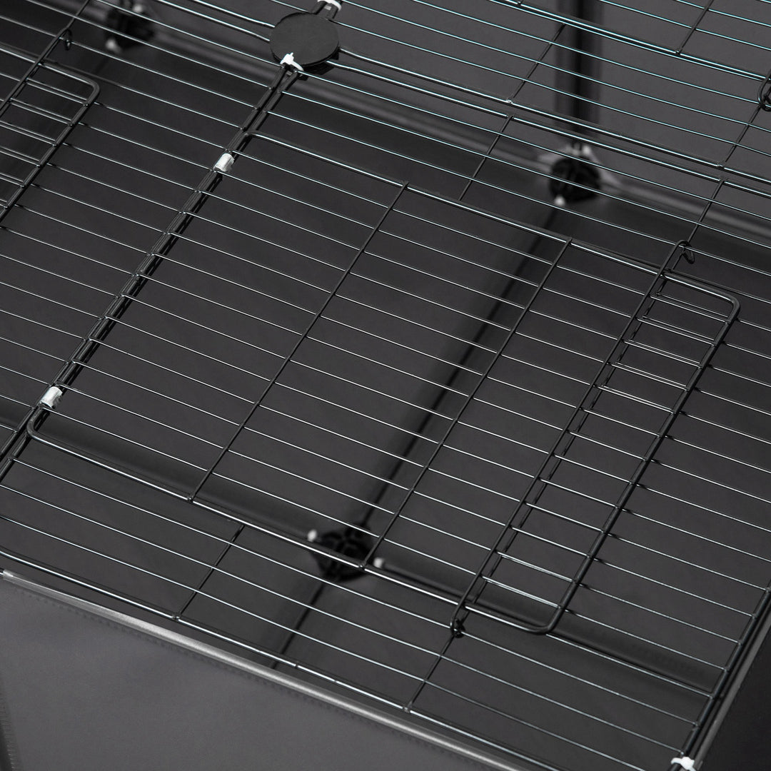PawHut DIY Pet Playpen with Door Bottom 22 Panels Small Animal Cage for Guinea Pigs, Rabbit, Chinchilla, Grey