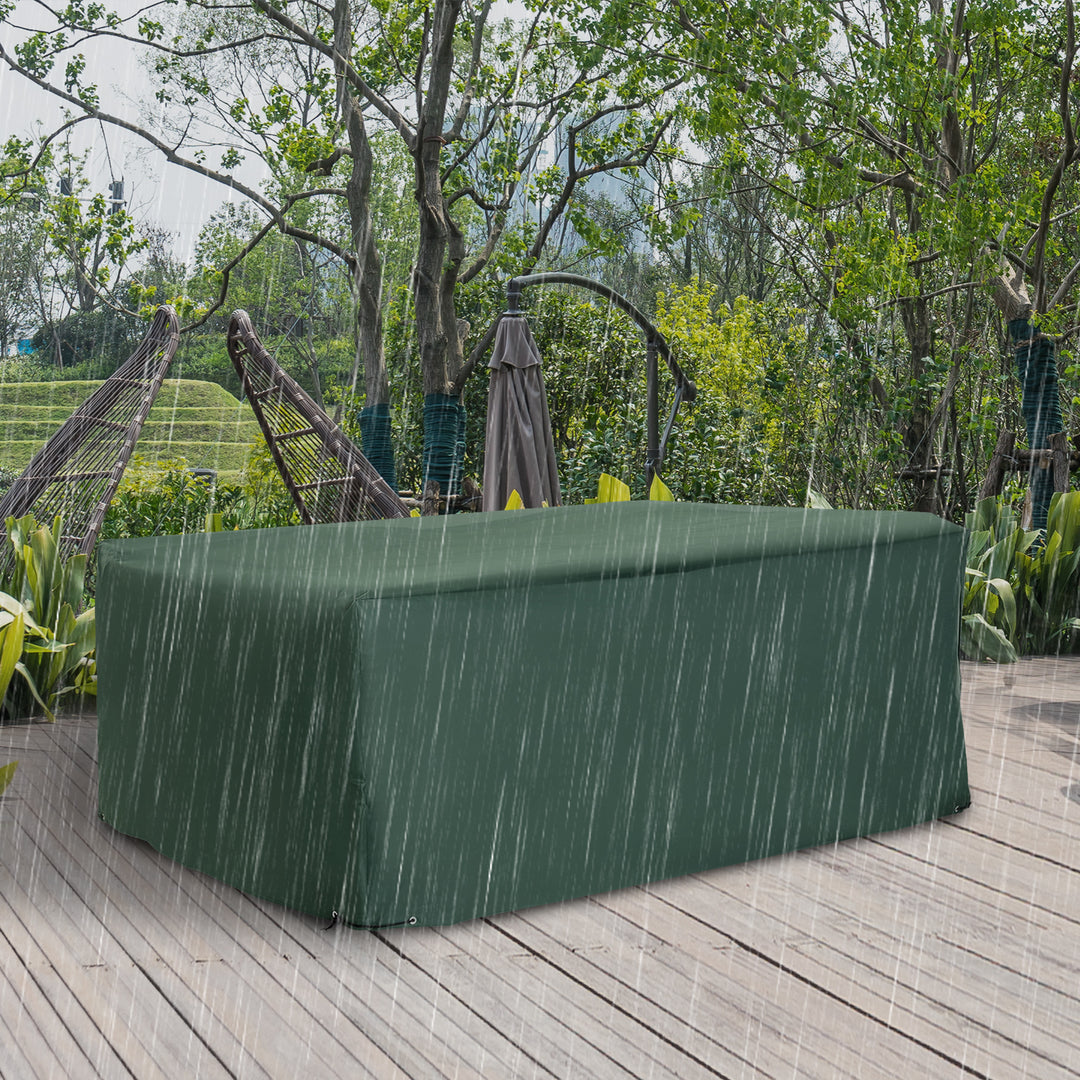 UV Rain Protective Rattan Furniture Cover Outdoor Garden Rectangular Furniture Cover Table Chair Sofa Shelter Waterproof 222x155x67cm, Green