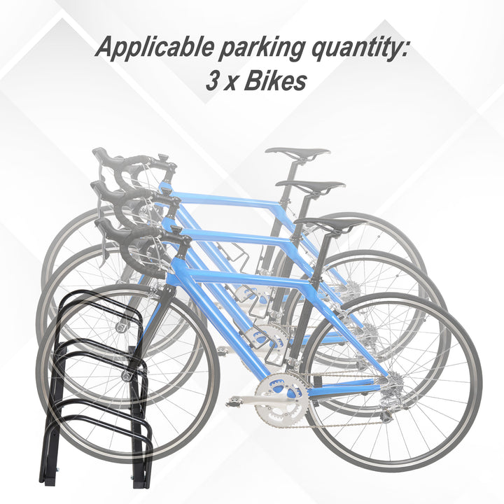 HOMCOM Bike Stand Parking Rack Floor or Wall Mount Bicycle Cycle Storage Locking Stand 76L x 33W x 27H (3 Racks, Black)