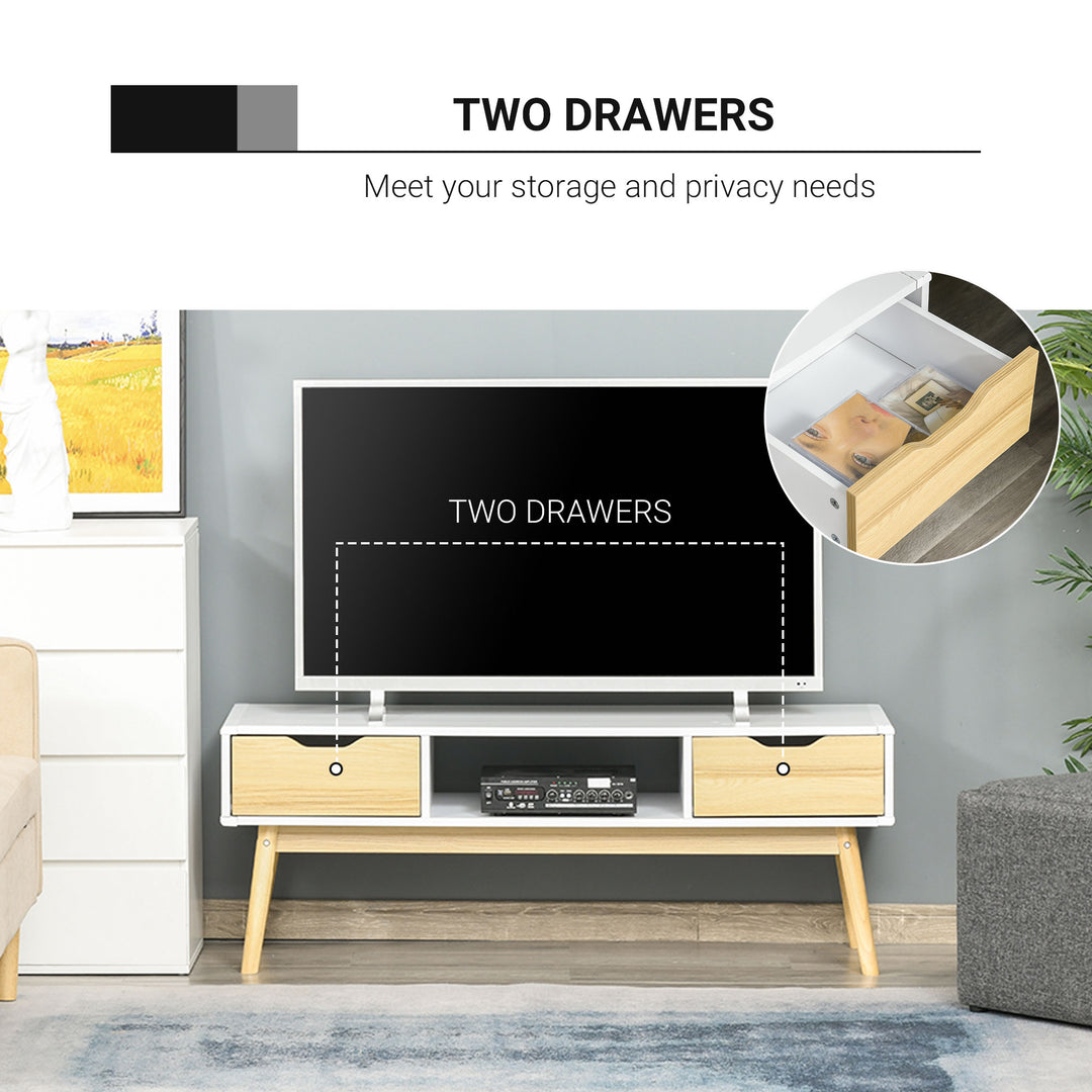 HOMCOM TV Stand Cabinet Unit for TVs up to 50 Inch with 2 Drawers and Storage Compartment Entertainment Console for Living Room