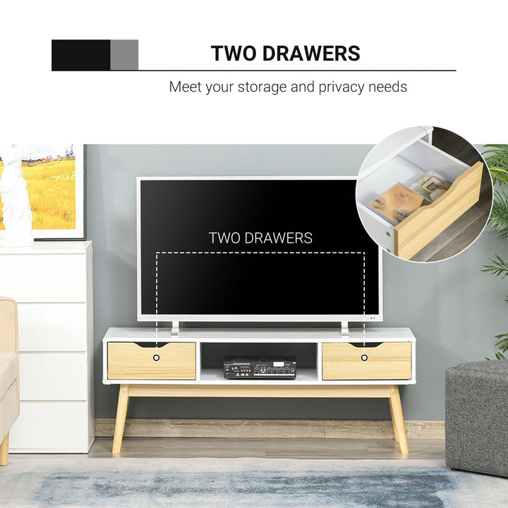 HOMCOM TV Stand Cabinet Unit for TVs up to 50 Inch with 2 Drawers and Storage Compartment Entertainment Console for Living Room