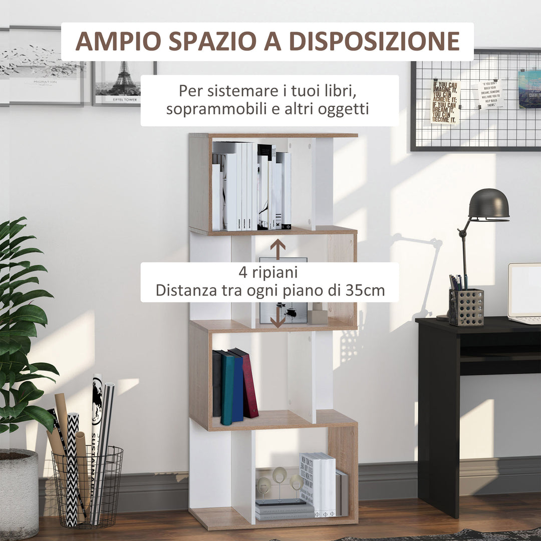Particle Board 4-tier Storage Display Shelving Bookcase Unit Divider S Shape design Divider Unit