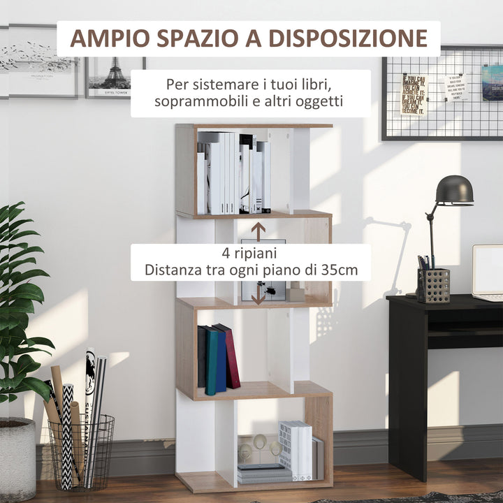 Particle Board 4-tier Storage Display Shelving Bookcase Unit Divider S Shape design Divider Unit