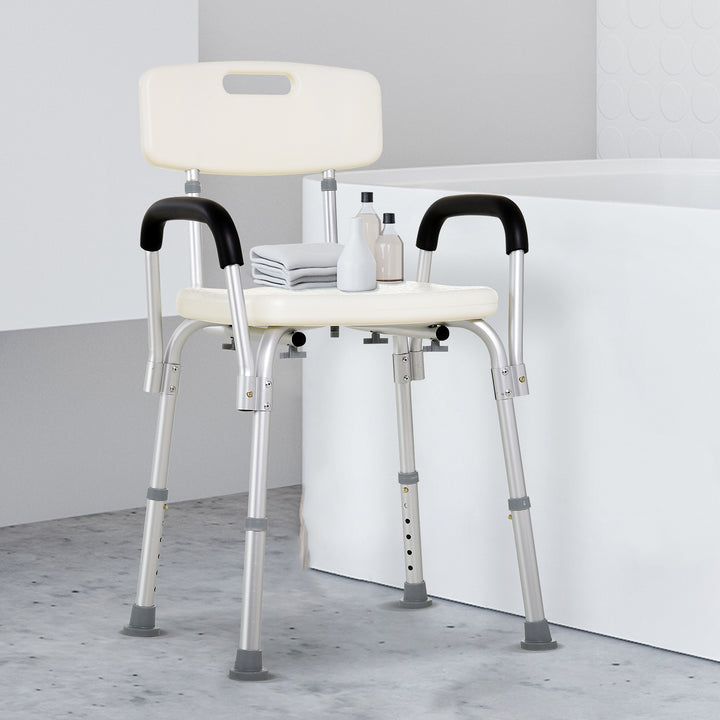 Adjustable Shower Bench with Back and Armrest