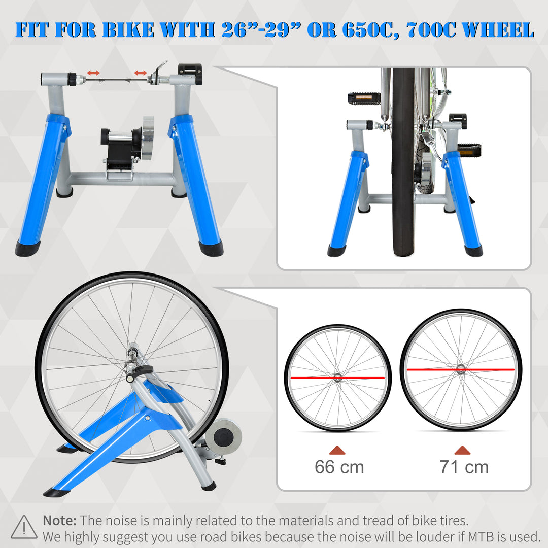 Steel 8-Level Indoor Stationary Bike Trainer Frame Bike Rack Exercises Blue