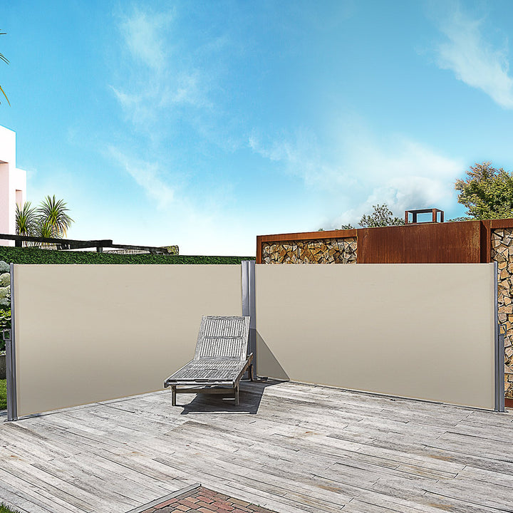 Steel Frame Retractable Double Side Awning Beige