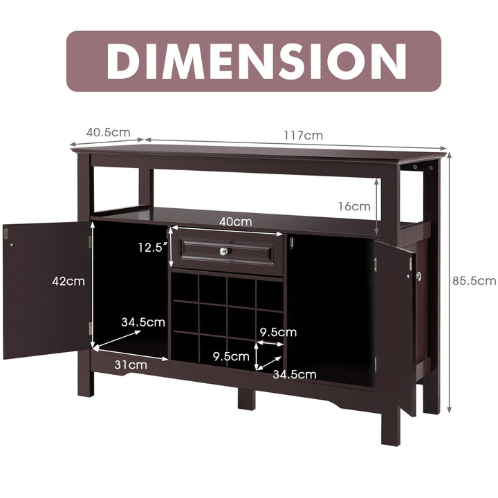 Modern Sideboard with 12 Wine Rack for Dining Room-Brown